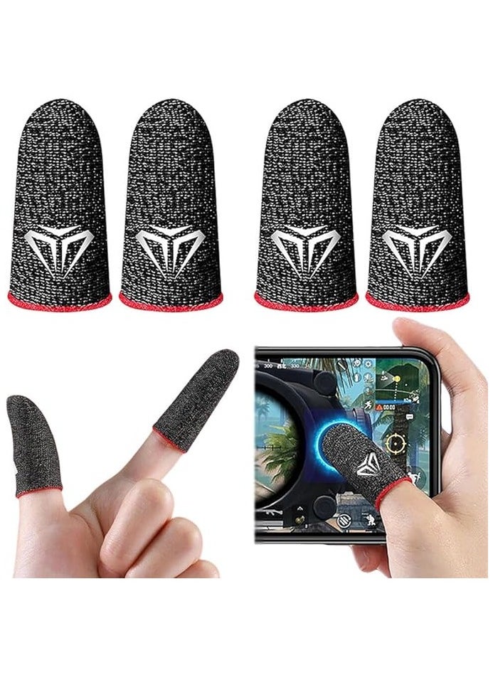 Goodern Goodern 2Pairs Gaming Finger Sleeves,High-Sensitive Anti-Sweat Breathable Seamless Finger Sleeve,Ultra Thin Silver Fiber Mobile Game Controller Fingertips Sleeves Gamer Gloves for  Out-Red  - Image 1