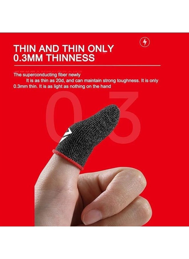 Goodern Goodern 2Pairs Gaming Finger Sleeves,High-Sensitive Anti-Sweat Breathable Seamless Finger Sleeve,Ultra Thin Silver Fiber Mobile Game Controller Fingertips Sleeves Gamer Gloves for  Out-Red  - Image 5