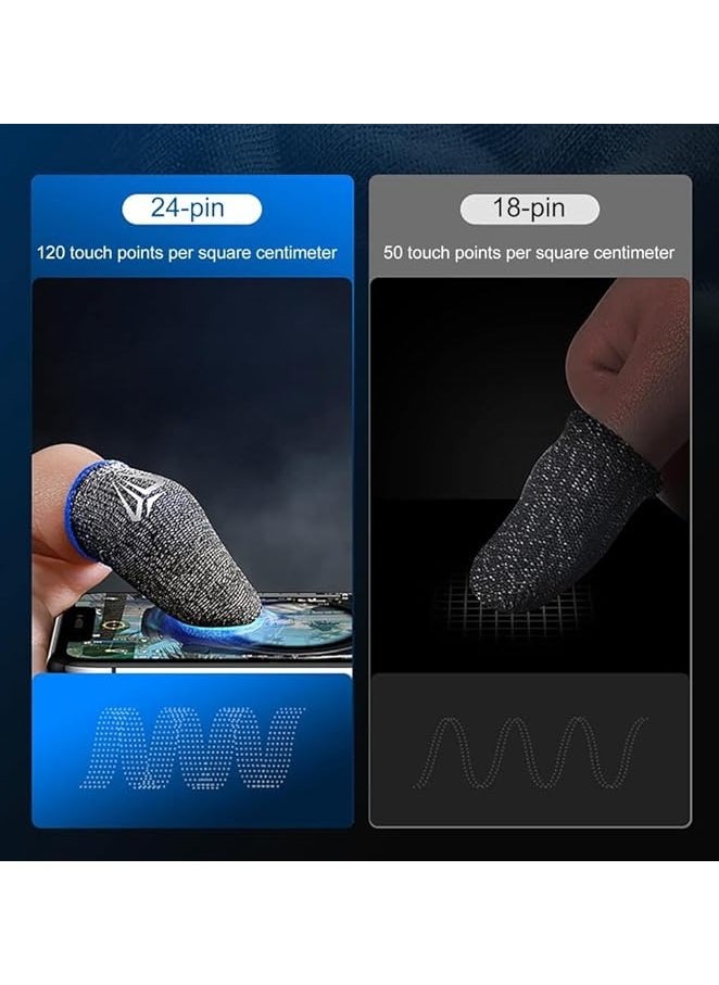 Goodern Goodern 2Pairs Gaming Finger Sleeves,High-Sensitive Anti-Sweat Breathable Seamless Finger Sleeve,Ultra Thin Silver Fiber Mobile Game Controller Fingertips Sleeves Gamer Gloves for  Out-Red  - Image 2