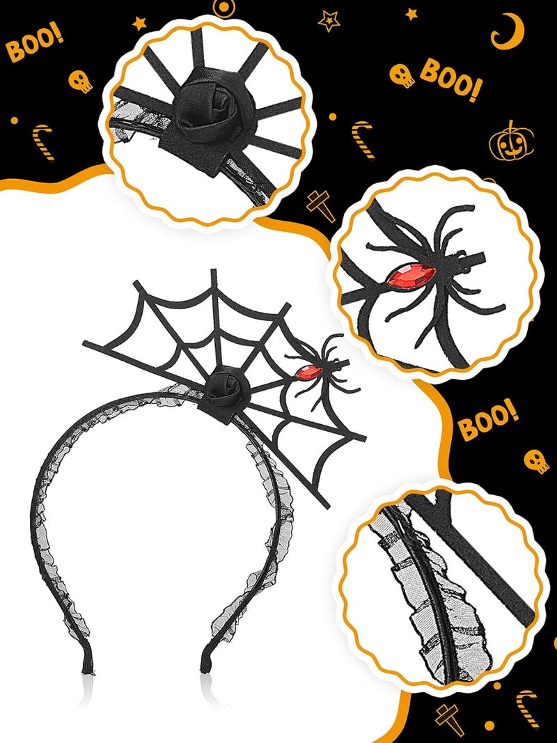 Canlierr 5 Pieces Halloween Spider Hair Hoop Headband Web Earrings Spider Choker Masquerade Mask Lace Gloves for Women Halloween Cosplay Set Steampunk Costume Accessories Party Costume  - Image 4