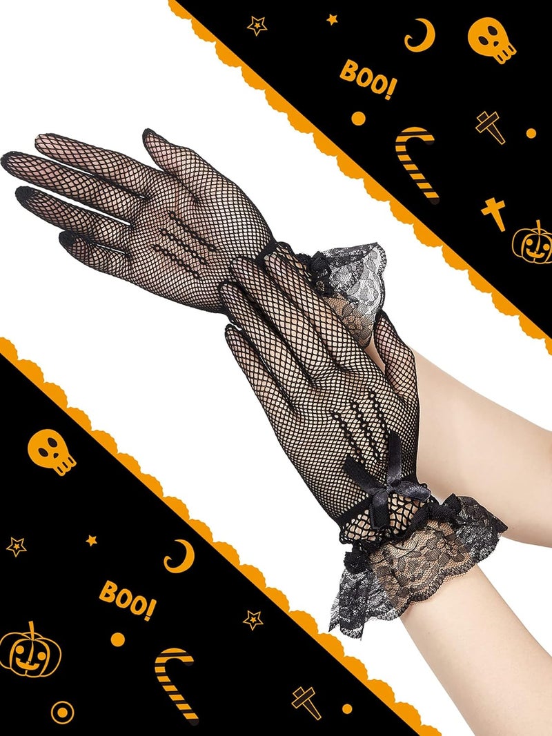 Canlierr 5 Pieces Halloween Spider Hair Hoop Headband Web Earrings Spider Choker Masquerade Mask Lace Gloves for Women Halloween Cosplay Set Steampunk Costume Accessories Party Costume  - Image 5
