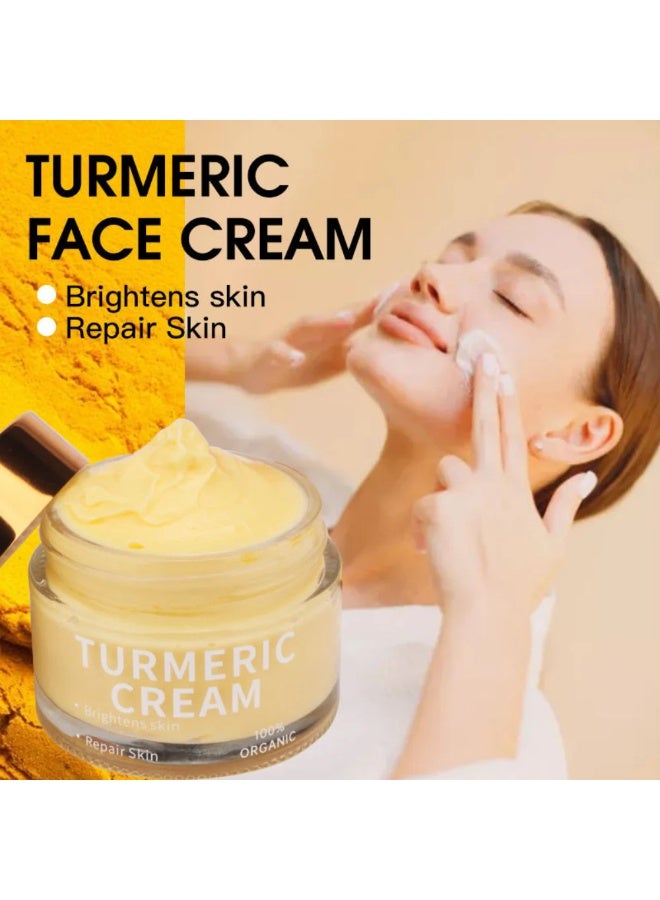 CKTUING Turmeric Face Cream 50g – Natural Vitamin C Brightening Moisturizer for Dark Spots, Anti-Wrinkle, Firming, Hydrating & Skin Revitalizing Cream for All Skin Types - Image 4