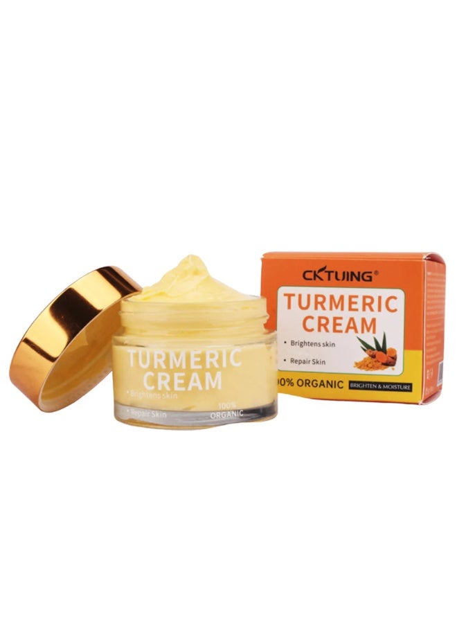 CKTUING Turmeric Face Cream 50g – Natural Vitamin C Brightening Moisturizer for Dark Spots, Anti-Wrinkle, Firming, Hydrating & Skin Revitalizing Cream for All Skin Types - Image 1