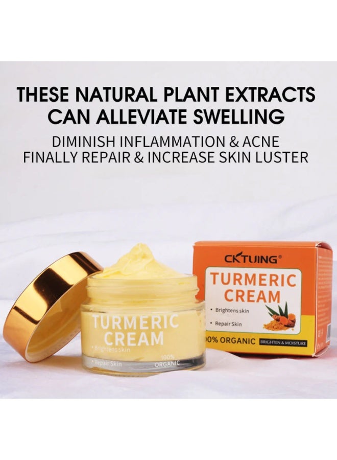 CKTUING Turmeric Face Cream 50g – Natural Vitamin C Brightening Moisturizer for Dark Spots, Anti-Wrinkle, Firming, Hydrating & Skin Revitalizing Cream for All Skin Types - Image 5