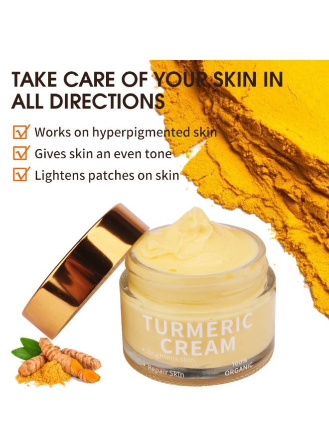 CKTUING Turmeric Face Cream 50g – Natural Vitamin C Brightening Moisturizer for Dark Spots, Anti-Wrinkle, Firming, Hydrating & Skin Revitalizing Cream for All Skin Types - Image 3