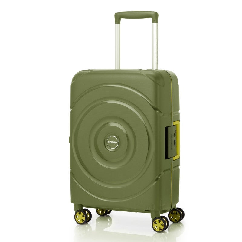AMERICAN TOURISTER Circurity Suitcase, Cabin Size 55 cm / 20 inch, 4 Spinner Wheels, Hard Top, Polypropylene, Olive|Scratch & Impact Resistant Material|Lightweight|XtraSecu™ 3 Point Locking System|TSA Lock - 3 Years International Warranty - Image 2
