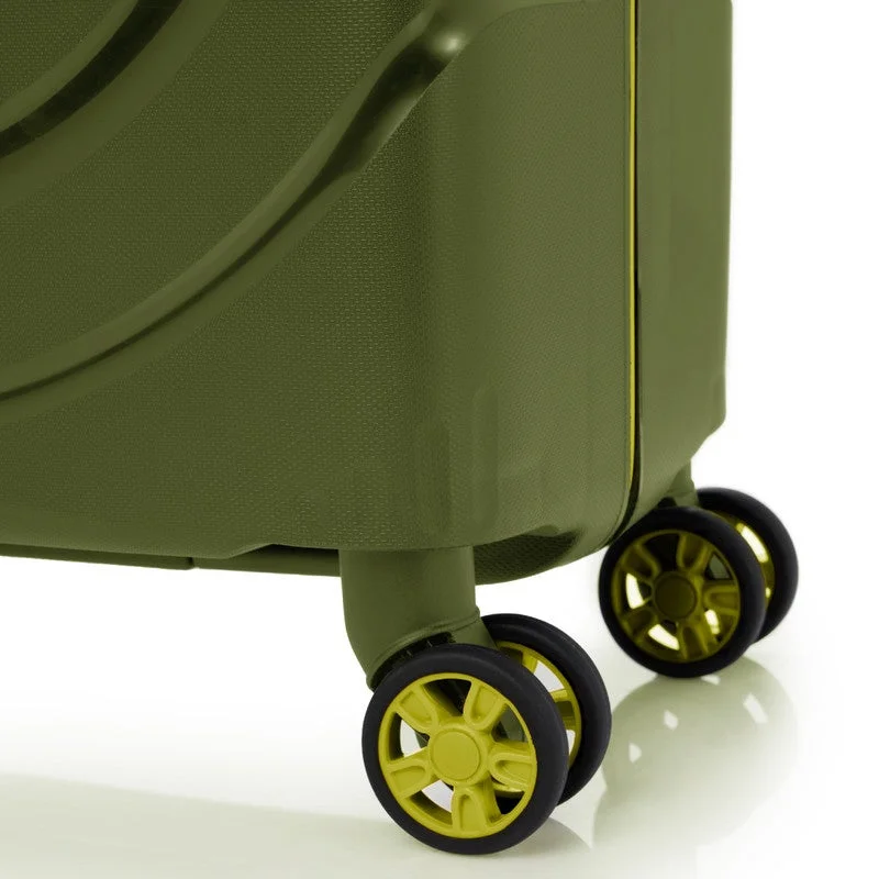 American Tourister Olive Circurity Suitcase, Cabin Size 55 cm / 20 inch, 4 Spinner Wheels, Hard Top, Polypropylene, Olive|Scratch & Impact Resistant Material|Lightweight|XtraSecu™ 3 Point Locking System|TSA Lock - 3 Years International Warranty  | Best Price UAE