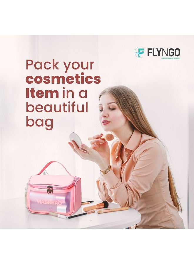 FLYNGO FLYNGO Multipurpose Cosmetic Organizer Bag Makeup Pouch for Women, and Girls for Travel (pink)  - Image 5
