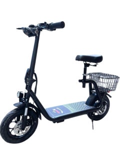 Electric Scooter with Basket | Electric Scooter for Adults | Electric Scooter with Seat | electric scooter | Foldable Electric Scooter | 48V Voltage | 500W Motor | Front and Rear Lights | Shock Absorption Suspension | Storage Basket | Weight Capacity 120 KG | 12-Inch Tires
