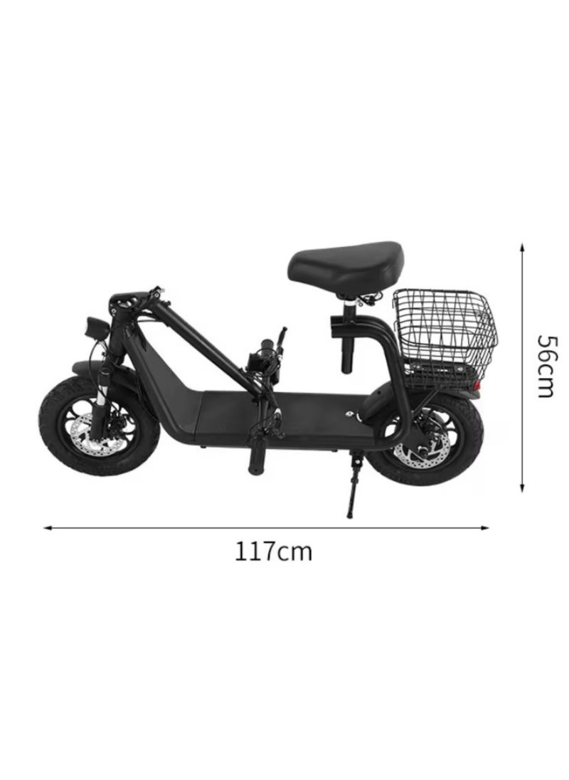 Niyazi - Electric Scooter with Basket | Electric Scooter for Adults | Electric Scooter with Seat | electric scooter | Foldable Electric Scooter | 48V Voltage | 500W Motor | Front and Rear Lights | Shock Absorption Suspension | Storage Basket | Weight Capacity 120 KG | 12-Inch Tires - Image 1