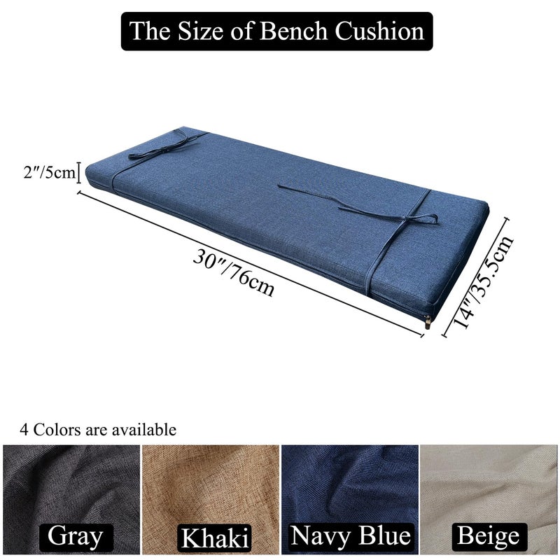 SAULA 30 x 14 Inch Piano Bench Cushions for Indoor Furniture with Ties Non Slip Kitchen Dining Room Bench seat Cushion for Shoe Storage Ottoman Window Settee Pad, Gray - Image 2