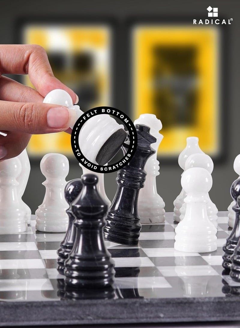 RADICALn Marble Chess Set 12 Inches Black and White Handmade Chess Game - 1 Chess Board & 32 Chess Pieces - Board Game for 2 Player Games - Chess Sets for Adults - Image 5