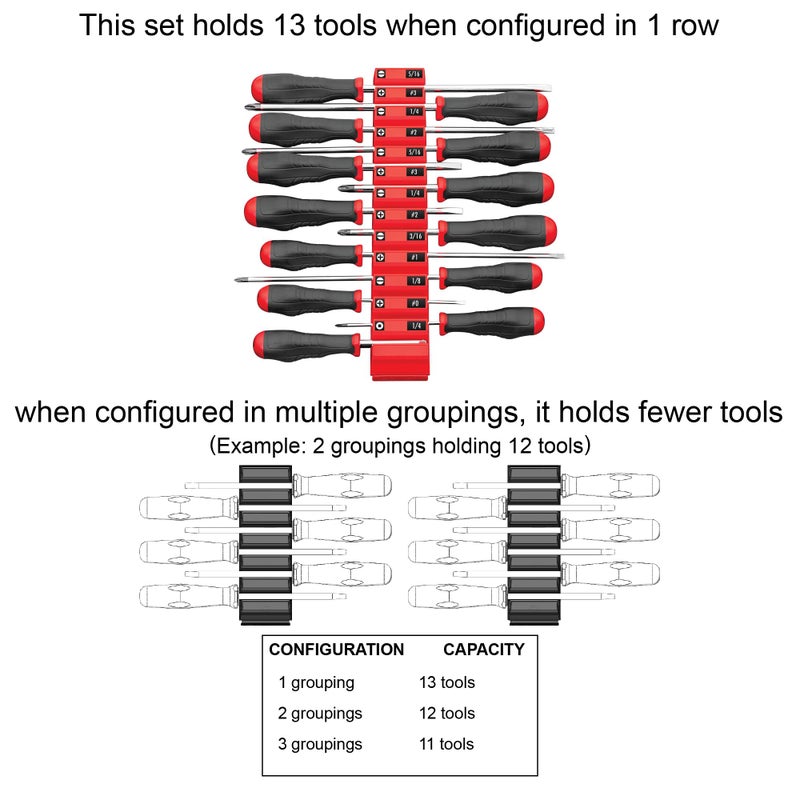 Ernst Manufacturing Screwdriver Pro - Modular Screwdriver Organizer for 13 Tools with Anti-Slip Base, Black - Made in the USA - Image 2