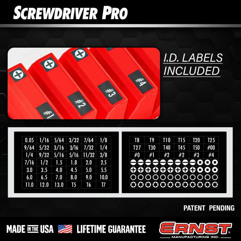 Ernst Manufacturing Screwdriver Pro - Modular Screwdriver Organizer for 13 Tools with Anti-Slip Base, Black - Made in the USA - Image 3