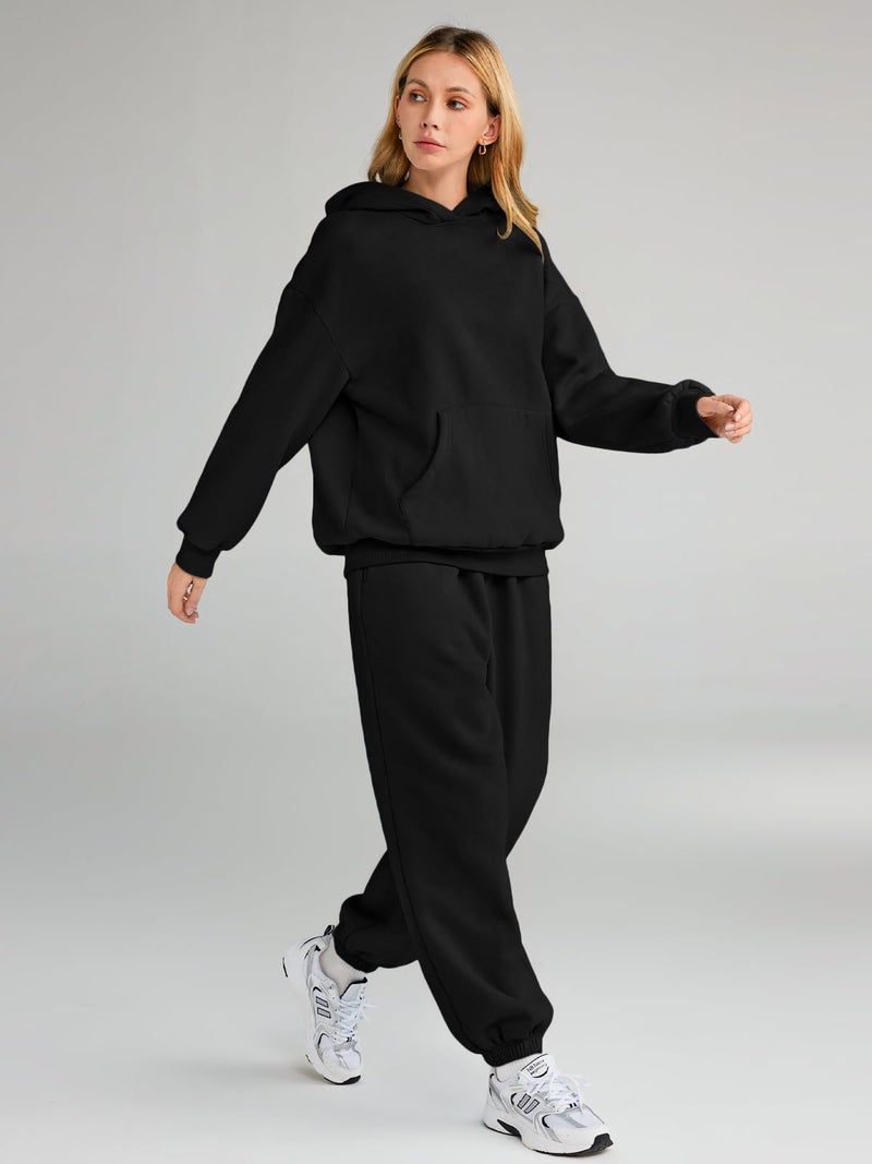 AUTOMET Women 2 Piece Outfits 2025 Plus Size Fall Fashion Airport Travel Pants Lounge Set Leisure Vacation Winter Clothes Sweatsuits Black XS - Image 4