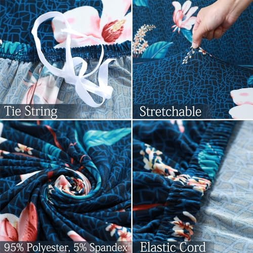 B BESTILO Blue Lotus Sofa Cover 3 Seater Fully Covered | Universal 360° Anti-Slip Stretchable 3Seater Sofa Slipcover | Elastic Sofa Set Imported Slipcover Protector (Triple Seater, 190-230 cm) - Image 3