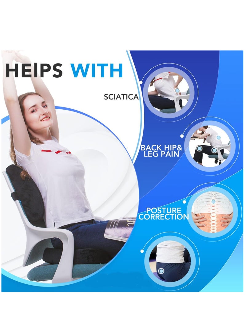 Captaintech Portable Ergonomic Memory Foam Seat Cushion and Lumbar Support Pillow Set for Car Office Computer Chair Wheelchair - Image 5