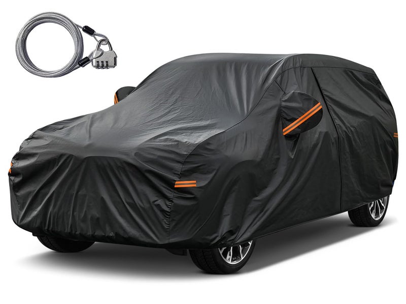 Kayme SUV Car Cover Waterproof All Weather with Lock and Zipper Outdoor Sun Uv Rain Protection Fit Audi q3 BMW X1 Honda hrv Hyundai Tucson Etc Up to 180 Inch H11Black