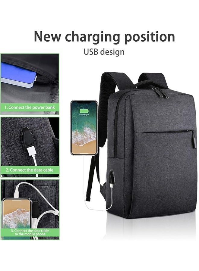 حقيبة ظهر أنيقة للرجال، سوداء، كبيرة الحجم، مناسبة للجامعة - Image 4