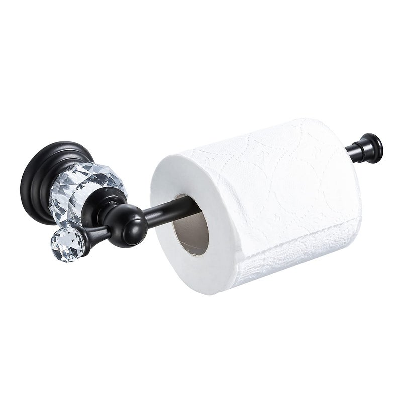 BATHSIR BATHSIR Crystal Toilet Paper Holder Black Toilet Roll Holder Modern Bathroom Accessories Zinc Alloy Tissue Hanger Wall Mounted 
