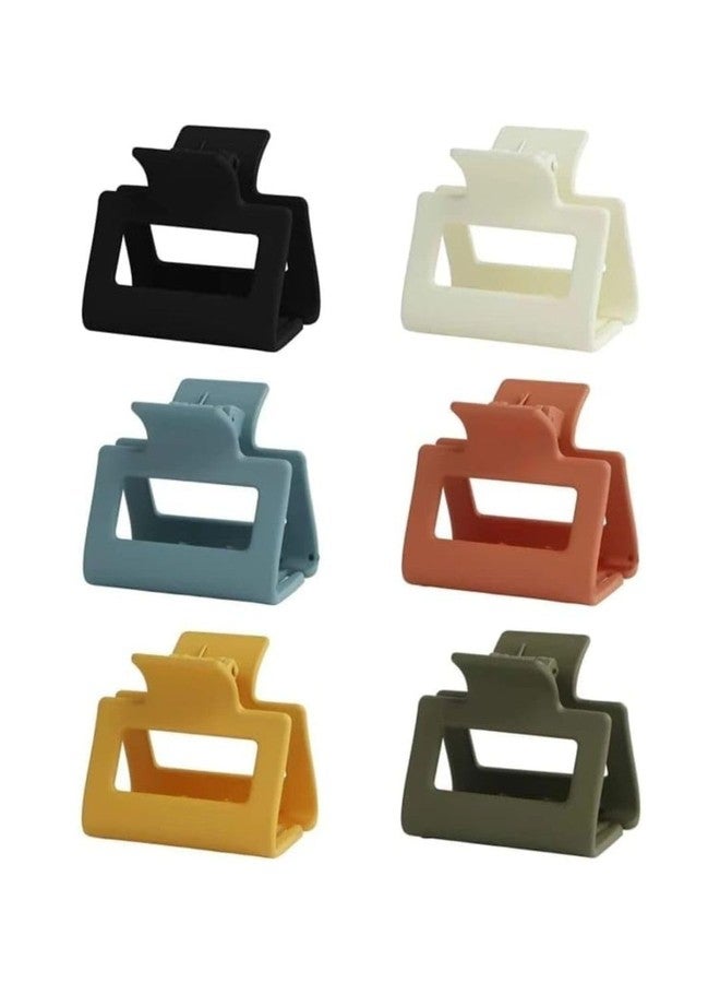 Kalaneet Set of 6 Plastic Rectangle Hair Claw Matte Solid Color,Non-Slip Catch Hair Clips Jumbo Hair Styling Accessories - Assorted Color (Beauty Multi 61) - Image 2