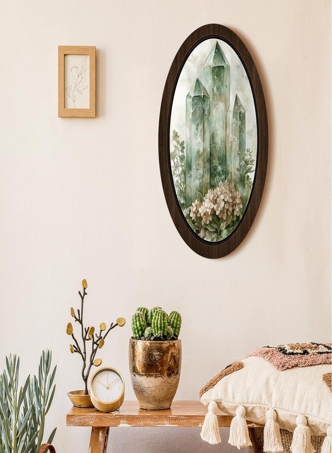 BIWSHA Vintage Green Witchy Spiritual Oval Wall Art Home Decor, Botanical Mystical Ethereal Framed Wooden Wall Art, Cottagecore Enchanted Wall Hanging Decor for Home Bedroom Dorm, 10.2x15.7 Inch - Image 3