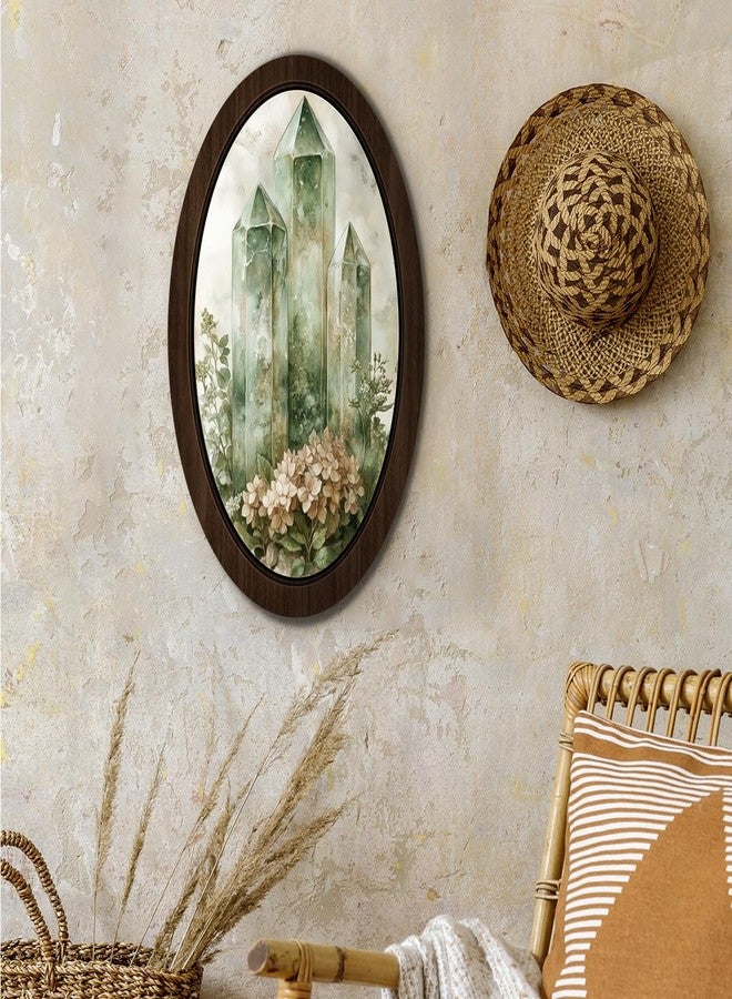 BIWSHA Vintage Green Witchy Spiritual Oval Wall Art Home Decor, Botanical Mystical Ethereal Framed Wooden Wall Art, Cottagecore Enchanted Wall Hanging Decor for Home Bedroom Dorm, 10.2x15.7 Inch - Image 2