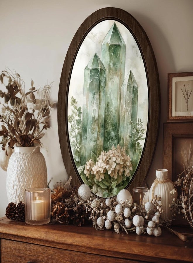 BIWSHA Vintage Green Witchy Spiritual Oval Wall Art Home Decor, Botanical Mystical Ethereal Framed Wooden Wall Art, Cottagecore Enchanted Wall Hanging Decor for Home Bedroom Dorm, 10.2x15.7 Inch - Image 4