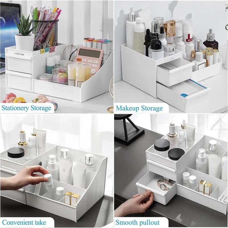 RECLUSE Premium Office Desk Organizer with Drawers | Stylish Multi-Compartment Storage for Pens, Files, Stationery & Accessories | Durable, Space-Saving Desktop Organizer for Home & Workspace (White) - Image 3