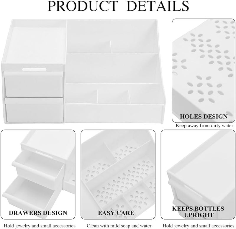 RECLUSE Premium Office Desk Organizer with Drawers | Stylish Multi-Compartment Storage for Pens, Files, Stationery & Accessories | Durable, Space-Saving Desktop Organizer for Home & Workspace (White) - Image 2