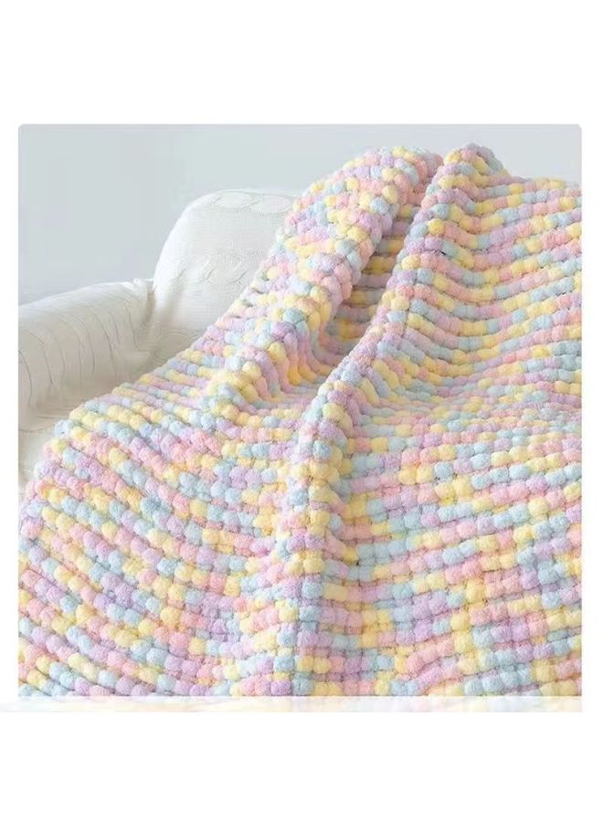 Ball Line Woven Blanket Handmade DIY Material Wool Bag Blanket Coarse Cushion For Sofa Nap In Winter 2024-Color:Marshmallow Color Free Tools + Tutorial Soft And Encrypted-Applicable Models:2 Balls Of Thread Suitable For Knitting Scarves And Free Ring Needles - Image 1