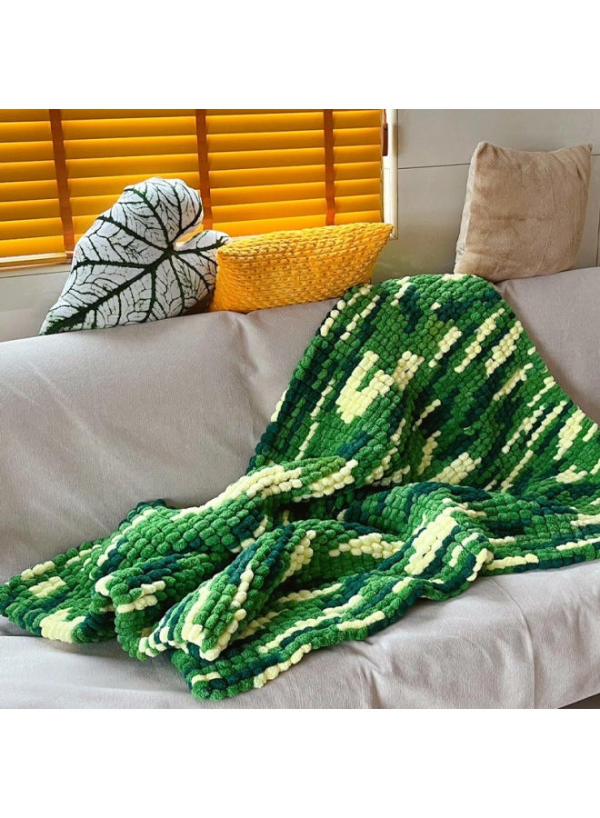 Ball Line Woven Blanket Handmade DIY Material Wool Bag Blanket Coarse Cushion For Sofa Nap In Winter 2024-Color:Marshmallow Color Free Tools + Tutorial Soft And Encrypted-Applicable Models:2 Balls Of Thread Suitable For Knitting Scarves And Free Ring Needles - Image 5