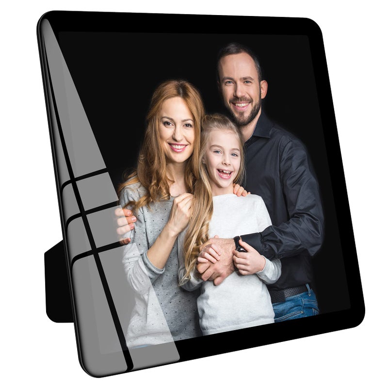 Bluesun 8x8 Picture Frame Black Real Glass Frame Hanging Picture Frame Matted for wall and tabletop Decor 8x8 Black