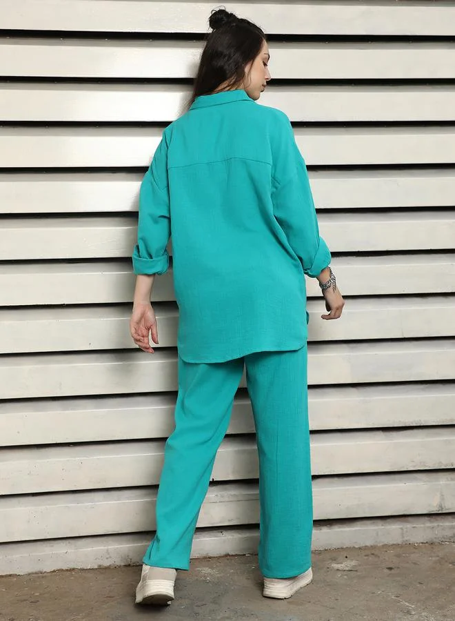 HIGH STAR Solid Longline Shirt & Pants Co-Ords by Styli