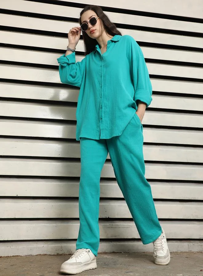 HIGH STAR Solid Longline Shirt & Pants Co-Ords by Styli