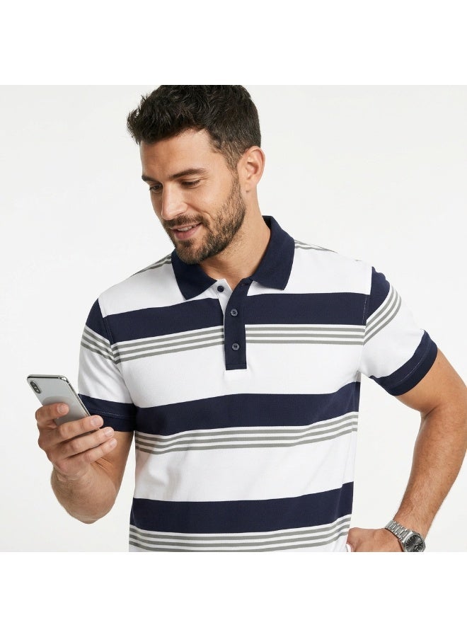 بافون بولو رجالي PAVONE - تيشيرت مخطط "Stripe Elite" بألوان كلاسيكية، قطن بريميوم مسامي، كاجوال أنيق - Image 3