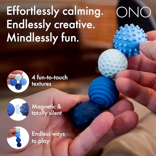 ONO Signets  Silicone Magnetic Balls with Textured Dimples Bumps and Waves  Fun to Play with Fidget Toy for Adults  Help Relieve Stress Anxiety Tension Sapphire Set of 8 - Image 5