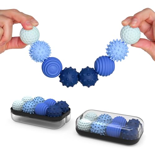 ONO Signets  Silicone Magnetic Balls with Textured Dimples Bumps and Waves  Fun to Play with Fidget Toy for Adults  Help Relieve Stress Anxiety Tension Sapphire Set of 8 - Image 1