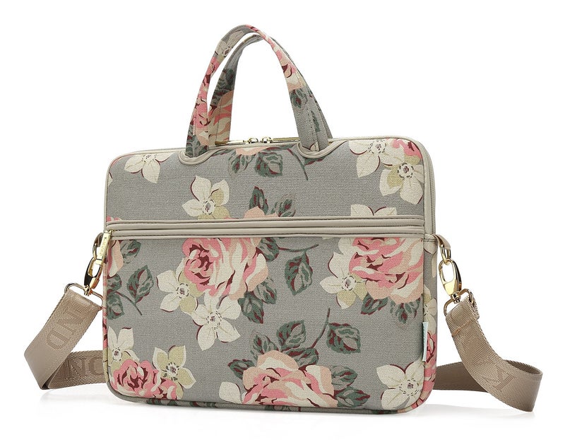 kayond White Rose Patten water resistant Laptop Shoulder Messenger Bag Case Sleeve for 15 Inch 15.6 Inch Laptop,Laptop Briefcase - Image 2