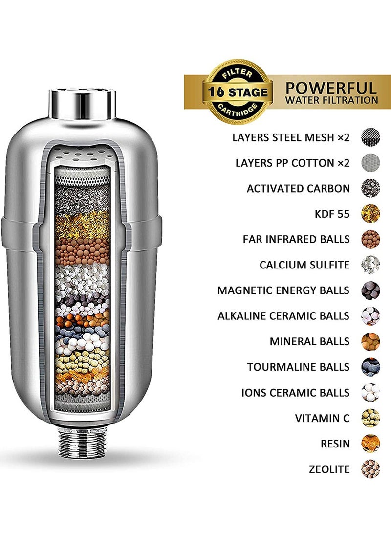 Shower Filter Water Filter with Silver Layer 16 Stage, Suitable for People with Sensitive and Dry Skin and Scalp, Filters Chlorine and Impurities - Filtered Shower Head Softener for Hard Water - pzsku/Z2184F28097DF883FD0F2Z/45/_/1696851859/3997691a-5188-45c7-b23d-ae620c401ad3