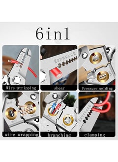 Deoxys Deoxys 6in1 Wire Stripper Including Safty Lock Cutting Clamping Stripping Winding Spliting Crimping Wires Bulitin Spring Wire Cutter Portable OneHand Operation Electrician Plier Tool  - Image 5