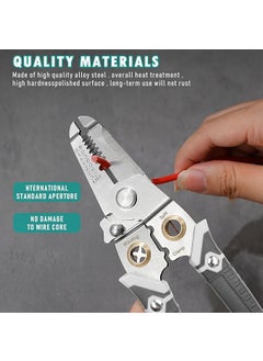 Deoxys Deoxys 6in1 Wire Stripper Including Safty Lock Cutting Clamping Stripping Winding Spliting Crimping Wires Bulitin Spring Wire Cutter Portable OneHand Operation Electrician Plier Tool  - Image 2