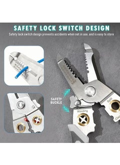 Deoxys Deoxys 6in1 Wire Stripper Including Safty Lock Cutting Clamping Stripping Winding Spliting Crimping Wires Bulitin Spring Wire Cutter Portable OneHand Operation Electrician Plier Tool  - Image 3