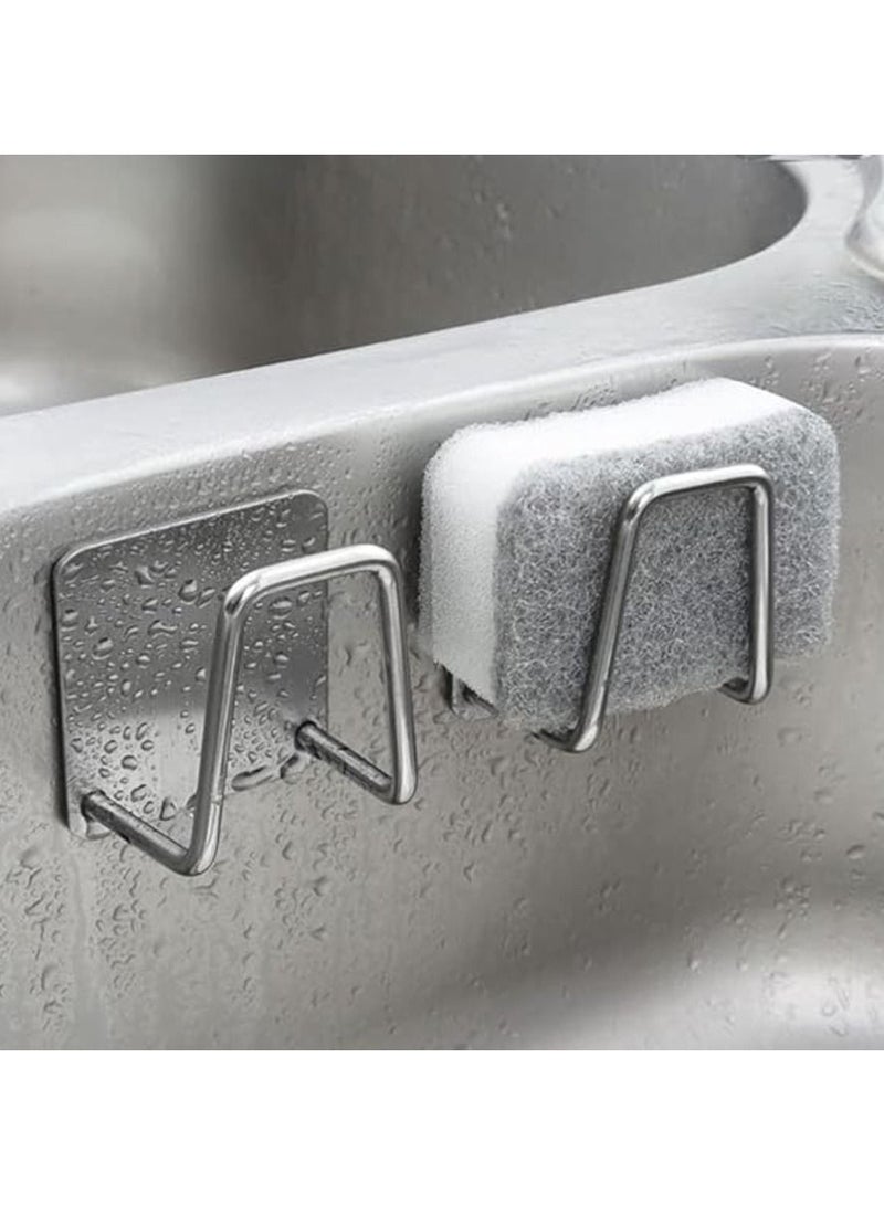 Kitchen Stainless Steel Sink Sponges Holder Self Adhesive Drain Drying Rack Kitchen Wall Hooks Accessories Storage Organizer - Image 1