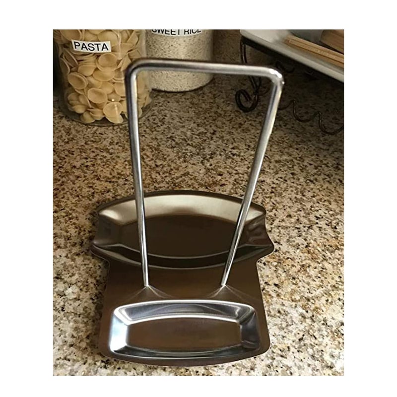 SOLARAE Spoon Rest and Pot Lid Holder, Stainless Steel Pan Pot Cover Lid Rack Shelf Stand Holder Spoon Holder Utensil Rest Stove Organizer Storage Soup Spoon Rests Kitchen Tool - Image 4