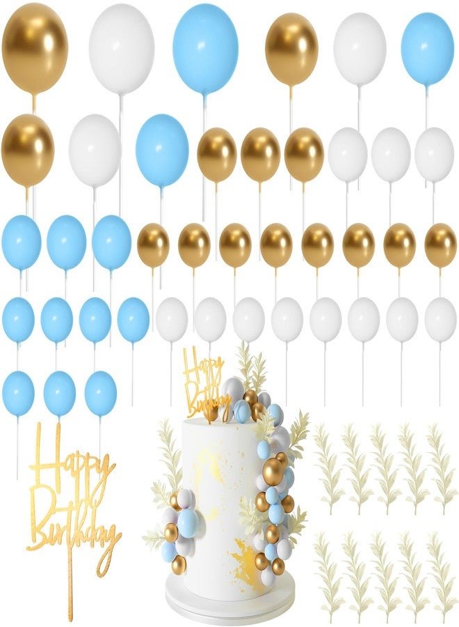 MIAHART Ball Cake Toppers Boho Grass Cake Topper Ball Cake Insert Decoration for Birthday Wedding Baby Shower Party Decorations Boho Themed Party Supplies (gold，light blue，white) - Image 1