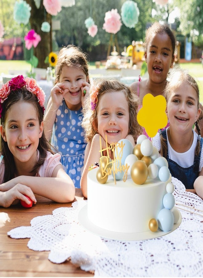 MIAHART Ball Cake Toppers Boho Grass Cake Topper Ball Cake Insert Decoration for Birthday Wedding Baby Shower Party Decorations Boho Themed Party Supplies (gold，light blue，white) - Image 4