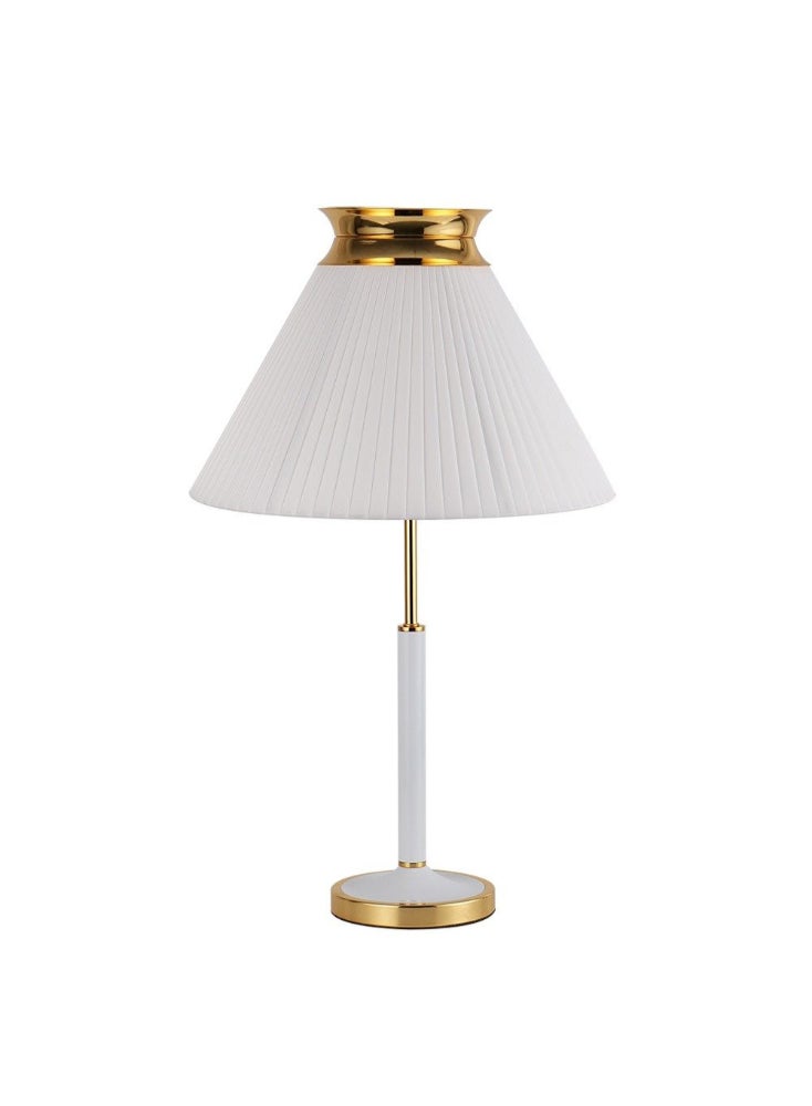 ليلت للأثاث أباجورة طاولة عصرية – 65x38 سم – أبيض وذهبي – ستيل وقماش