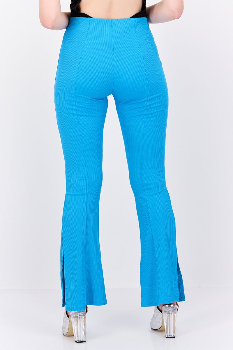 RIVER ISLAND سروال نسائي صغير الحجم مزود بتجاعيد وقصة واسعة، أزرق زاهي - Image 3