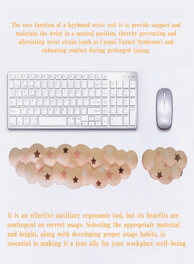 LJYZMD Cloud Wrist Rest Set for Keyboard and Mouse, Includes Cute Coaster, with Computers and Laptops (Milk Tea Colorful Star Set) - Image 4